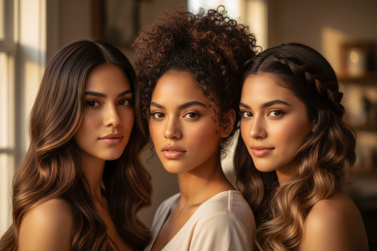 latina models with pretty hair close up