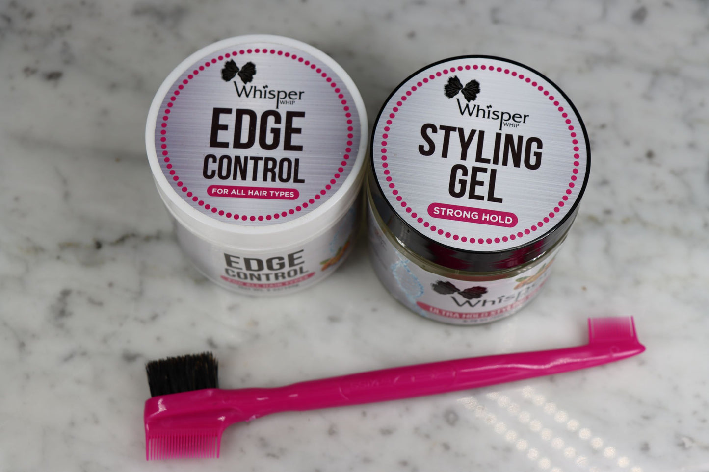 Whisper Whip Styling Foam Mousse, Styling Gel, and Edge Control Combo Set
