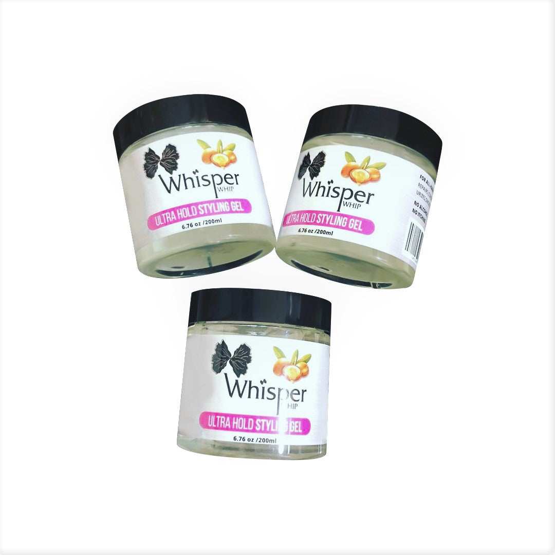 Whisper Whip Styling Foam Mousse, Styling Gel, and Edge Control Combo Set