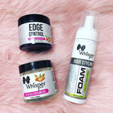 Whisper Whip Styling Foam Mousse, Styling Gel, and Edge Control Combo Set